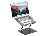 PureMounts Laptop Ständer Höhenverstellbarer, Faltbarer & Ergonomischer Notebookhalter für Home Office, Stufenlos Verstellbar, Laptopständer mit Belüftung, Anti-Rutsch-Pads, Schwarz