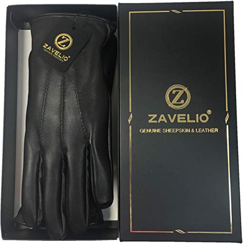 Zavelio Unisex Premium Shearling Sheepskin Fur Lined Leather Mittens Black Large #TOP6