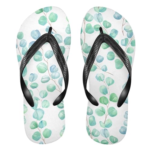 Green Leaves Flip Flops for Beach Thong Sandals Anti-slip Lightweight Shower Shoes for House Indoor Outdoor