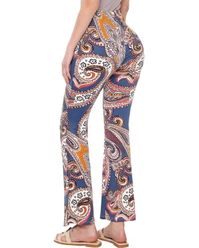 noflik Women's Elastic High Waisted Bell Bottom Flare Pants with Side Slits2