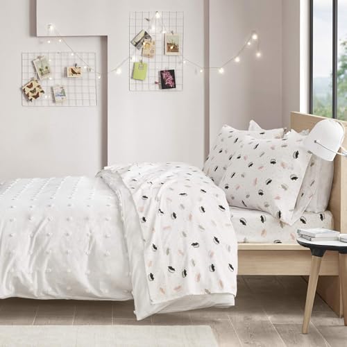 Image of Intelligent Design Cozy Soft 100% Cotton Flannel Print Animals Stars Cute Warm, Ultra Soft Cold Weather Sheet Set Bedding, Full, Pink /Grey Hedgehogs 4 Piece