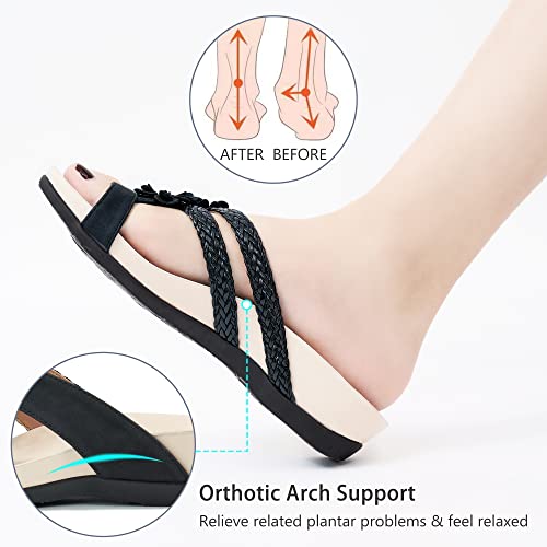 FUDYNMALC Womens Orthotic Flips Flops Sandals Arch Support for Flat feet Orthopedic Slides Sandals Plantar Fasciitis Comfortable Walking Thong Sandals for Women4