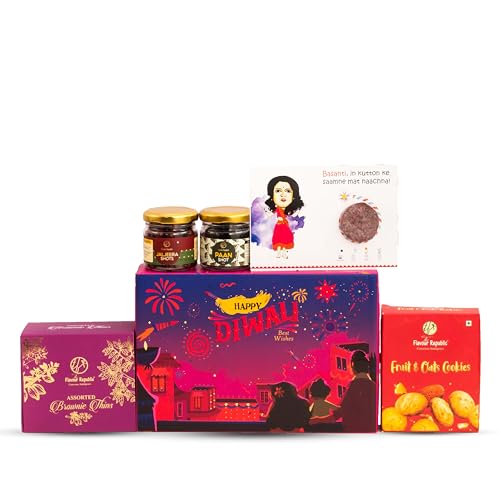 Image of The Flavour Republic Premium Diwali Treat Gift Box | Bhai Dooj & Deewali Hamper with Brownie Thins, Mukhwas Paan Shots & Healthy Snacks | Perfect for Birthdays, Anniversaries, Friends, Family & Corporate Gifting | Gourmet Snack Box