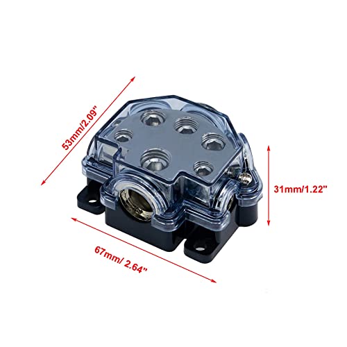 S Sydien 1Pc 1 In 5 Ways Out Way Power Distribution Block 0/2/4 Gauge In 2/4/8 Gauge Out Car Audio Splitter Power Ground Distributor Blocks #TOP5