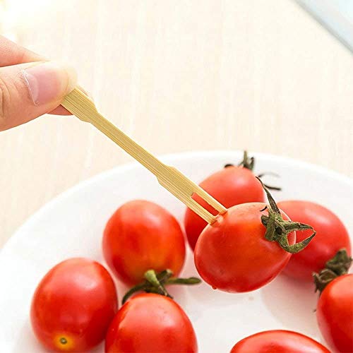 LING LAN 100 stuks wegwerp bamboe fruit vorken biologisch afbreekbaar voor partijen banketten buffetten catering en… - Afbeelding 6