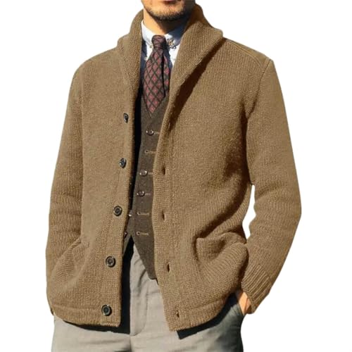Cardigan épais haut de gamme à revers classique masculin