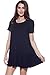 A+D Womens Loose Flowy Shortslv Crewneck Tunic Dress (S-3X) (Black, X-Large)