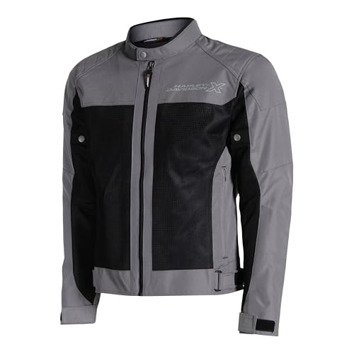 Image of HARLEY-DAVIDSON X Bold Edge Riding Jacket for Men | Polyester with Breathable Mesh Lining | Reflective Prints, Pre-Curved Sleeves & Protector Compartments | Comfortable & Stylish Motorcycle Jacket