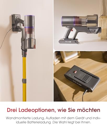 UNINELL HOME Akku Staubsauger 50000Pa/580W/70Min Upgrade, Staubsauger Kabellos Selbstladender mit LED Touchscreen/Anti-Tangle-Bürste, Selbststehend für Hartböden Teppiche Tierhaare