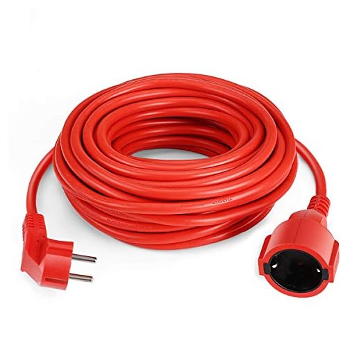 SIMBR Alargador Electrico 10m IP20 H05VV Cable Alargador Corriente IP20 H05VV Alargador Corriente para Exteriores Prolongador Electrico de Color Rojo