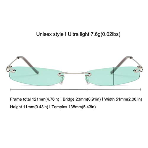 Women Tiny Rimless Rectangle Sunglasses Trendy Narrow Small Colored Lens Frameless Eyewear4