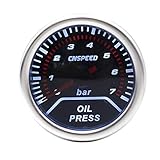 Luz: luz blanca Instrumento de precisión 2\"52mm 12V Auto Auto Oil Press Gauge 0-7Bar Indicador de presión de aceite con sensor Lente de humo Racing Car Medidor de presión
