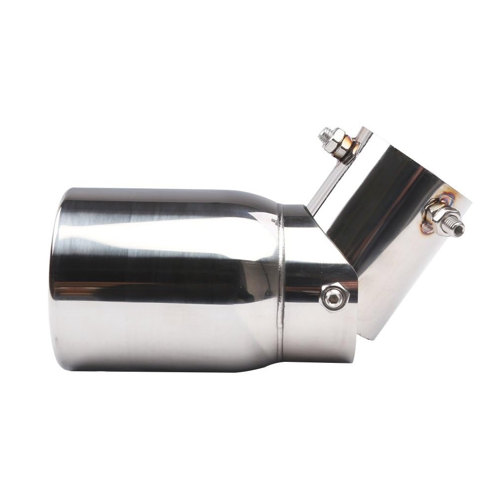 Tubo Escape Trasero Punta Escape Acero Inoxidable, Tubo Borde Enrollado Único Universal Ajustable 63mm/3,5 "89mm Con Perno Boquilla Escape(Polished Silver)
