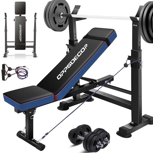 OPPSDECOR 660lbs 6 in 1 Weight Bench Set with Squat