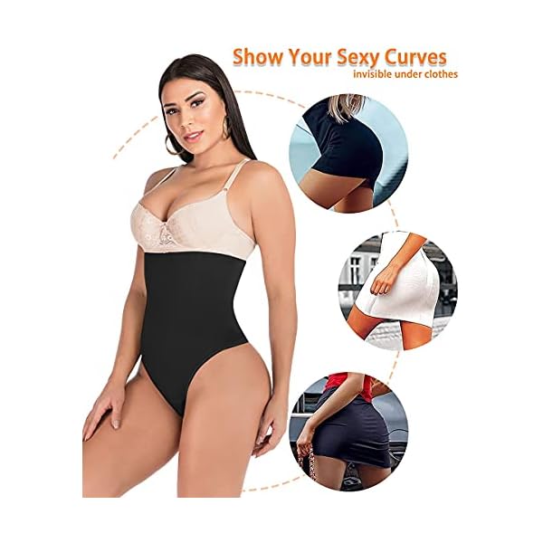 FUT-328-Women-Waist-Cincher-Girdle-Tummy-Control-Thong-Panty-Butt-Lifter-Shapewear-Slimmer-Body-Shaper FUT Thong Shapewear for Women Waist Cincher Girdle Tummy Control Panties Hi-Waist Body Shaper Black
