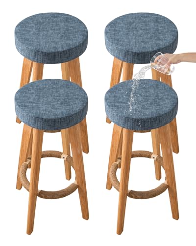 Image of CRFATOP 4 Pack Waterproof Bar Stool Covers Round Seat Slipcover,M,03