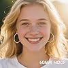 4 Pairs Stainless Steel Hoop 30/40/50/60 mm 14K Gold Plated Earrings for Women Hoops Hypoallergenic Thin Lightweight Dangle Set #5