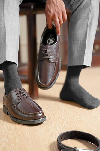 Image of Auserio Men's Full Grain Leather Derby Lace Up Formal Shoes | Anti Skid Sole & Waxed Laces | Antimicrobial & Heat-Insulating | Memory Foam Padded Insole | Shoes for Office & Parties (SSE 231.232.233)