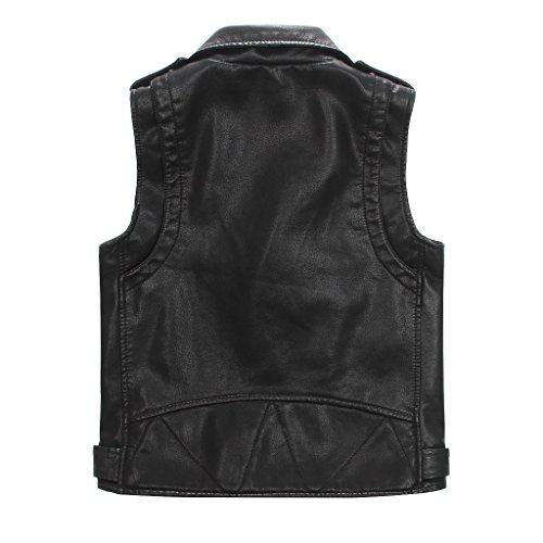 LJYH Children Faux Leather Motorcycle Vests Boys Joker Dress Coats Black2