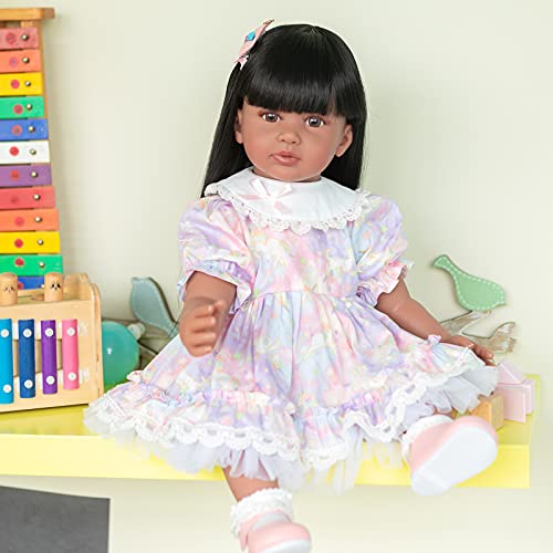 Muñeca Bebé Reborn Afroamericana 60 cm Realista miniatura 7