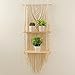 Macrame Wall Hanging Shelf - Boho Indoor Hanging Shelves for Wall - Decorative Bohemian Floating Plants Room Storage Shelving Macrame Rope Decor Organizer Rack, 2 Tier Indoor Handmade Plant Shelves