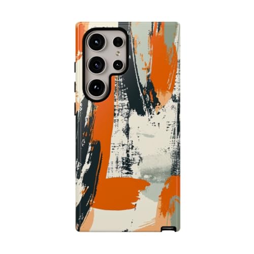 Coque rigide brillante Samsung S24 Ultra motif abstrait orange dynamique