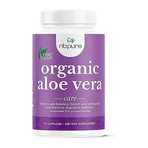 nbpure Organic Aloe Vera, Restore Gut Balance, Immunity Support and Digestive Wellness 30, Vegan Capsules Cover