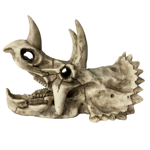 kathson Large Resin Dinosaur Triceratops Skull D&eacute;cor Aquarium Decoration Reptiles Hideout Fish Tank...