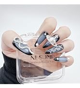 NLSJMP, 10Pcs, Size S, 3D Handmade Long Stiletto Press on Nails Almond Ombre Acrylic Fake Nails K...