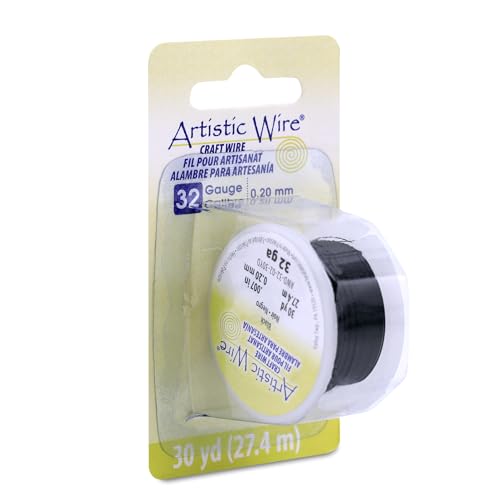 Artistic Wire, 32 Gauge Tarnish Resistant Colored Copper Craft Wire, Black, 30 yd