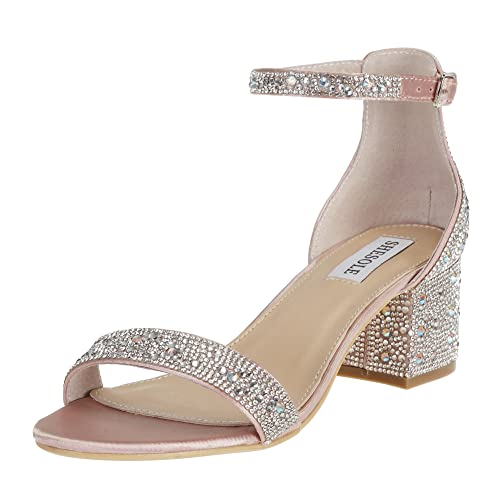 SheSole Damen Sandaletten mit Absatz, High Heels Glitzer Sandalen, Riemchensandalen für Hochzeit Roségold Cover