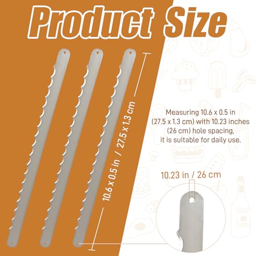 Zeikiwe Upgraded Bow Blade Set - 10.6" Extra Thick Serrated Blades for Bread Slicer & Bowl Cutting | Stainless Steel Replacement System w/Safety Guard & Tools (4-Pack)