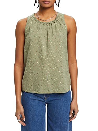 Sommerlicher Style: Ärmellose Leinenbluse mit floralem Print von edc by ESPRIT