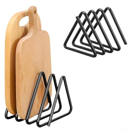 Stylish Triangle Cutting Board Organiser - Compact Black Kitchen Rack Holder for Chopping Boards and Worktop Storage