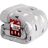 Matdeco 毛布 シングル 冬 厚手 ブランケット 冬用 掛け毛布 2枚合わせ 高機能中綿素材シンサート使用 四層構造 襟付き 洗える フランネル 断熱素材 超極細繊維 モフモフ 保温 軽量 毛抜けない 静電気防止 140×200cm シログマグレー