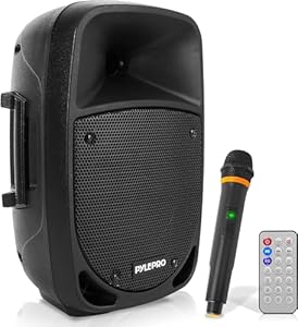 Pyle 800W Portable PA System, Large Bluetooth Speaker w/Wireless Microphone, 20cm Battery Powered PA Systems, Active Speakers, Powerful Loudspeaker, USB/SD Card Reader, for Stage/Parties/Events
