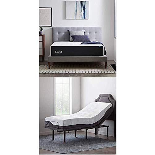 LUCID 14 Inch King Mattress and L600 Adjustable Bed Base – Plush Gel Memory Foam Mattress – Bamboo Charcoal – CertiPUR-US Certified – Easy Assembly