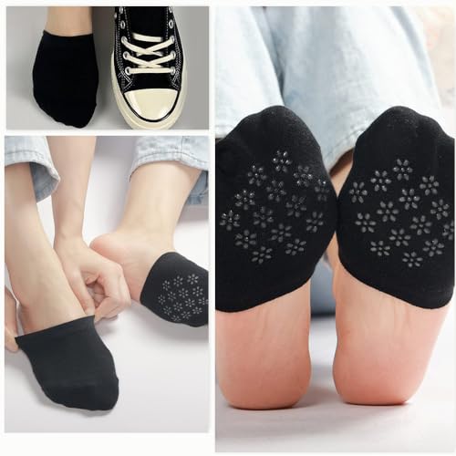 4-Pack No-Show Toe Socks for Women, Seamless Grip Non-Slip Liner Socks for Mules and Casual Wear2