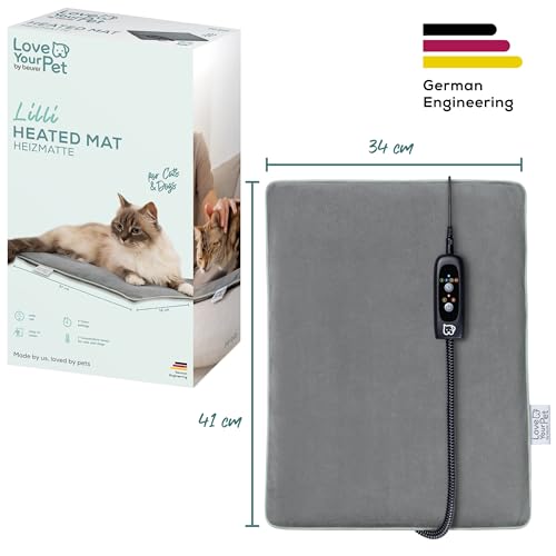 Beurer Love Your Pet Heizmatte S Lilli für Hunde und Katzen, elektrisch beheizte Wärmematte mit Timer, kleine Hundedecke, Heizkissen waschbar bei 30°C, Kratzfest und wasserdicht, 41 x 34 cm