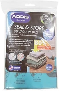 Addis Home Vacuum Storage Bag with 100% air-Tight Static Seal & Store Extra Large 3D Cube Design, Clear, 75 x 25 x 45cm