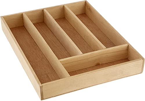 electromax Wooden Bamboo Cutlery Tray,Silverware Organizer, Large Drawer Organizer, Kitchen Drawer Insert, 5-7 Compartments - Image 2