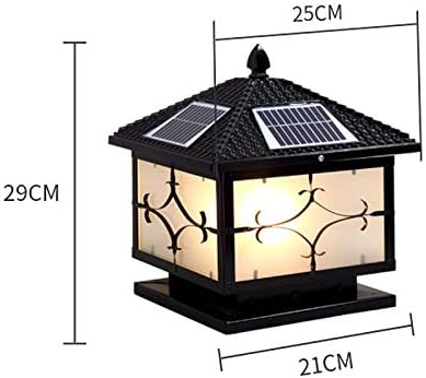 GUOCC Creative Unique Creative House Design Pillar Lamp Aluminium Die-Casting Bronze Glass Waterproof Column Light Fashion Solar Post Pole Lamp America Courtyard Villa Gate Pathway Street Landscape Li photo 3
