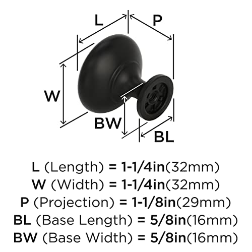 Amerock Allison Value 1-1/4 in (32 mm) Diameter Flat Black Cabinet Knob - 10 Pack - 10BX53005FB, pack of 10 - Image 4