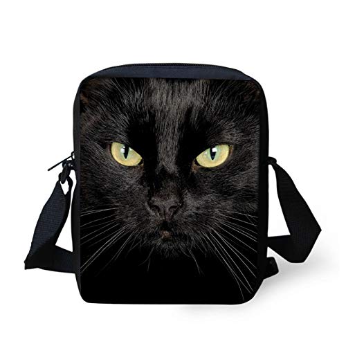 Coeqine Black Crossbody Bags For Women,Cat Pattern Shoulder Bag For Teens Handbag Large Messenger Bag Boys Casual Purses #TOP14
