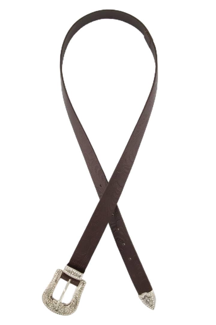 Ulla Popken Damen große Größen Übergrößen Plus Size Ledergürtel, Cowboy-Style, Metallic-Schnalle 819955