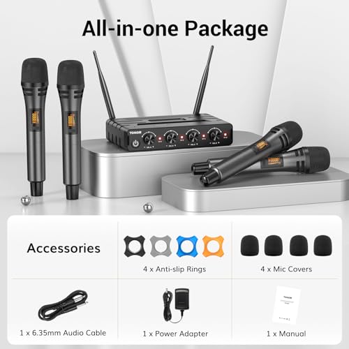 TONOR Wireless Microphones System with 4x10 Channels Cordless Handheld Microfono Inalambrico, 200FT UHF Range, Mics with Stable Signal Transmission for Karaoke Singing Party Church Wedding PA Speaker by TONOR - Image 8