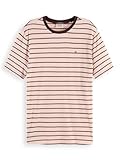 Scotch & Soda Damen Striped T-Shirt, Chocolate Plum/Barely There U298, XS