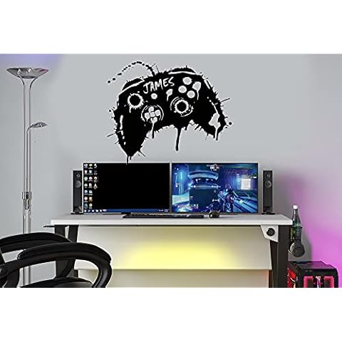 Personalised Wall Stickers Xbox Controller Gamer Vinyl Decals Decor Xbox (Black Gloss, W80xH60cm) Cover