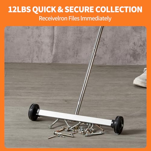 HARDK Magnet Pickup Sweeper Tools - 17 inch - Magnetic Pick Up Sweeper -10 Lbs - Yard Magnet with Telescoping Holder and Wheels to Pick Up Nails, Magnetic Sweeper for Construction,Lawn,Roofing - Thumbnail 4