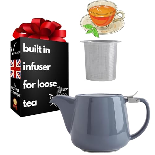 Vellichor Beach 10078983 Premium Grey Porcelain Teapot With Removable Stainless Steel Infuser - Large 550Ml Capacity - Easy Brewing And Stylish Serving - Dishwasher Safe thumb #8